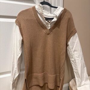LOFT Women's Tan V-Neck Sweater Vest